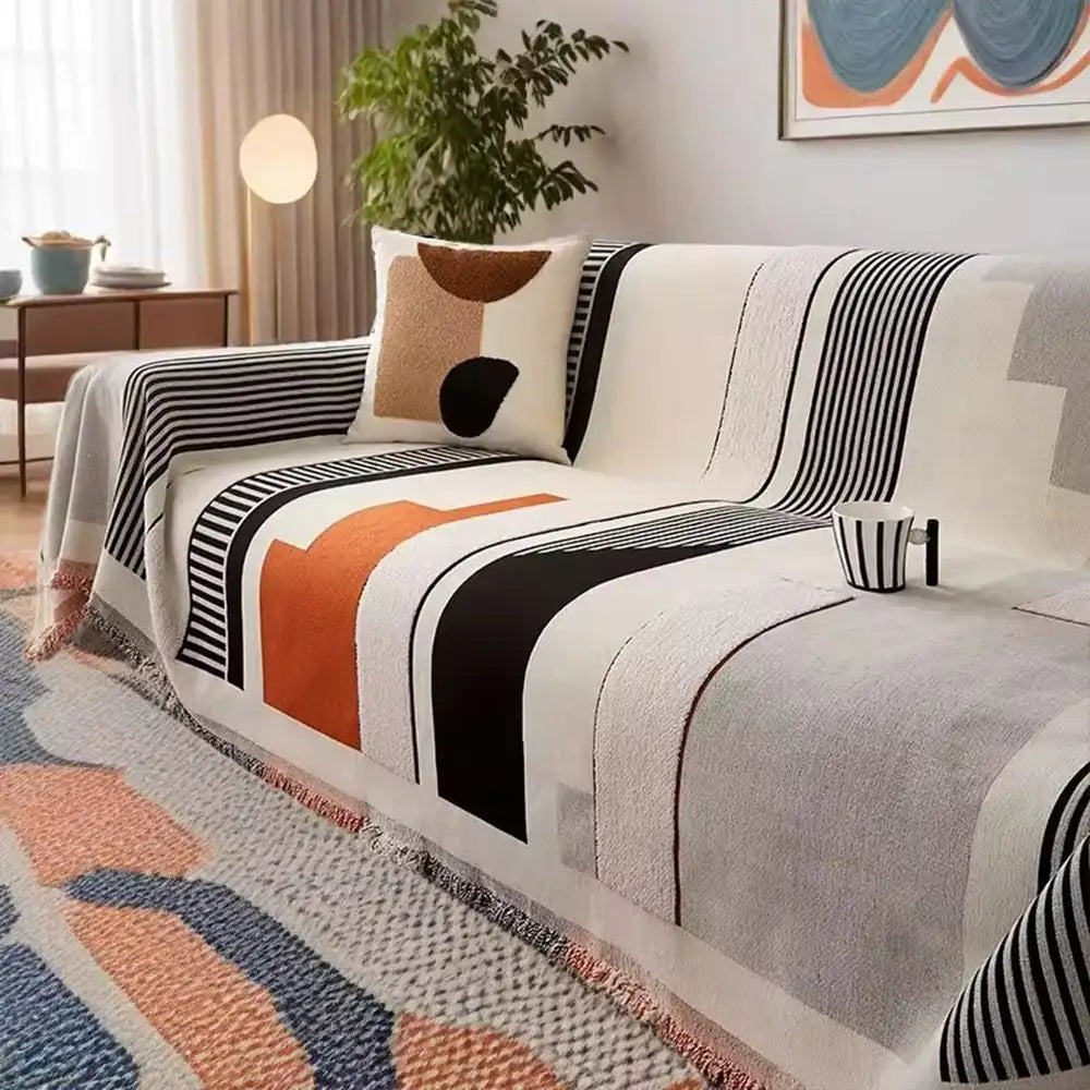Stripe Art Scratch Resistant Chenille Multifunctional Sofa Protector Couch Cover – Cou… | Petix pet supplies for dogs and cats