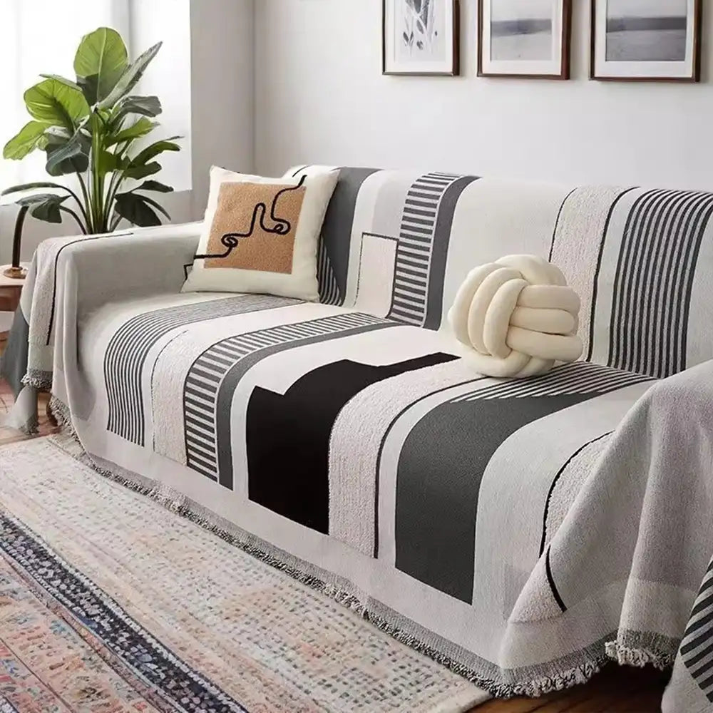 Stripe Art Scratch Resistant Chenille Multifunctional Sofa Protector Couch Cover – Cou… | Petix pet supplies for dogs and cats
