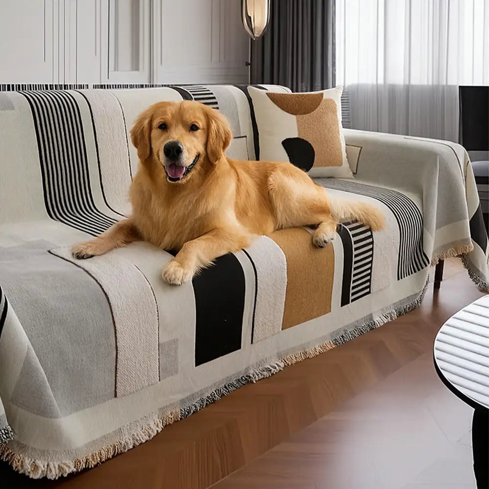Stripe Art Scratch Resistant Chenille Multifunctional Sofa Protector Couch Cover – Cou… | Petix pet supplies for dogs and cats