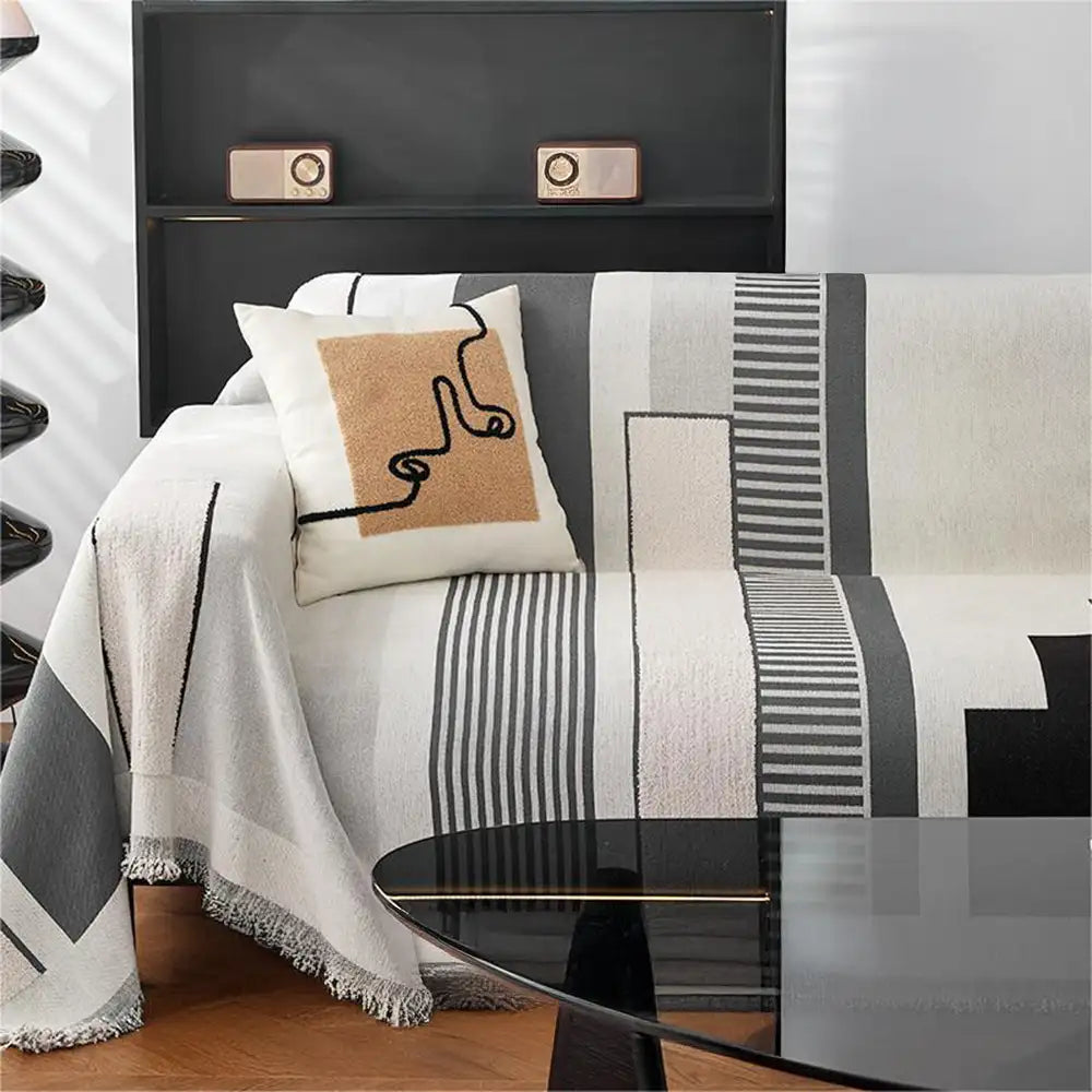 Stripe Art Scratch Resistant Chenille Multifunctional Sofa Protector Couch Cover – Cou… | Petix pet supplies for dogs and cats