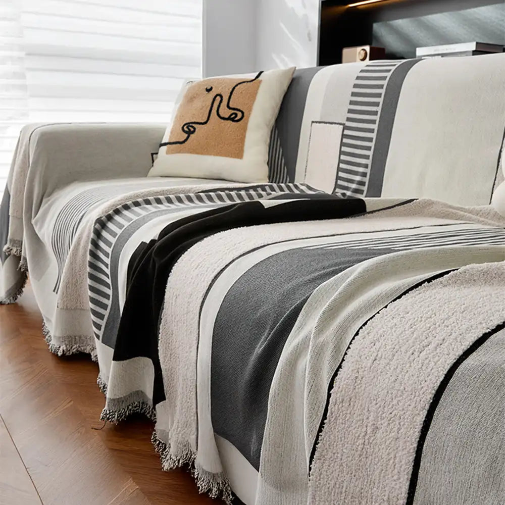 Stripe Art Scratch Resistant Chenille Multifunctional Sofa Protector Couch Cover – Cou… | Petix pet supplies for dogs and cats