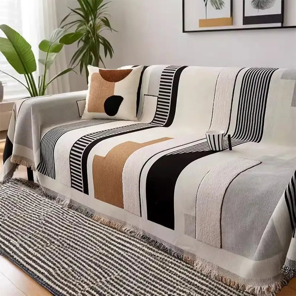 Stripe Art Scratch Resistant Chenille Multifunctional Sofa Protector Couch Cover – Cou… | Petix pet supplies for dogs and cats