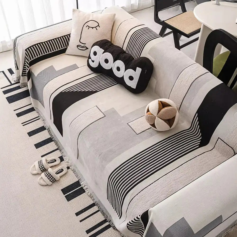 Stripe Art Scratch Resistant Chenille Multifunctional Sofa Protector Couch Cover – Cou… | Petix pet supplies for dogs and cats