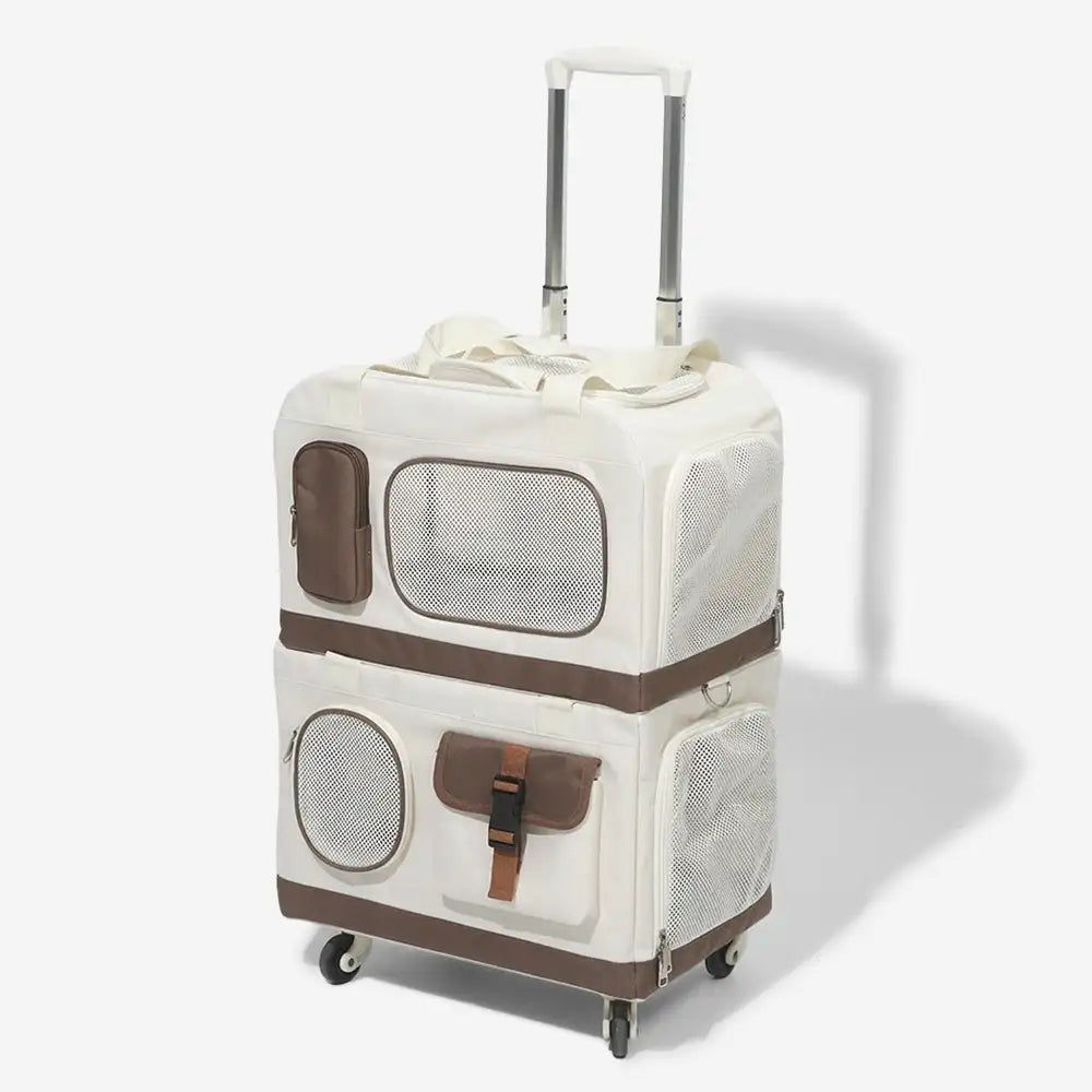 Travel Carrier Double-Layer Foldable Cat Bag with Detachable Trolley – Pet Carriers &… | Petix pet supplies for dogs and cats