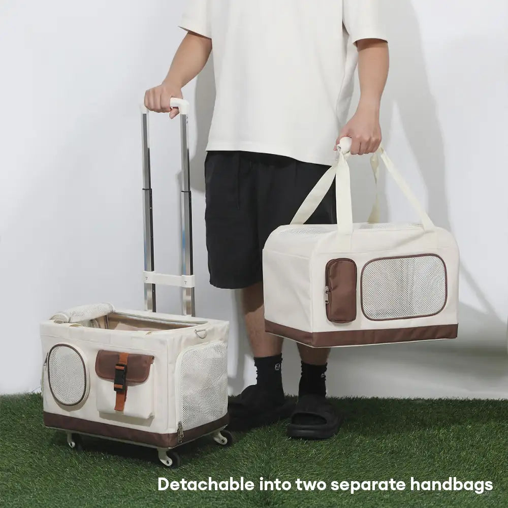 Travel Carrier Double-Layer Foldable Cat Bag with Detachable Trolley – Pet Carriers &… | Petix pet supplies for dogs and cats
