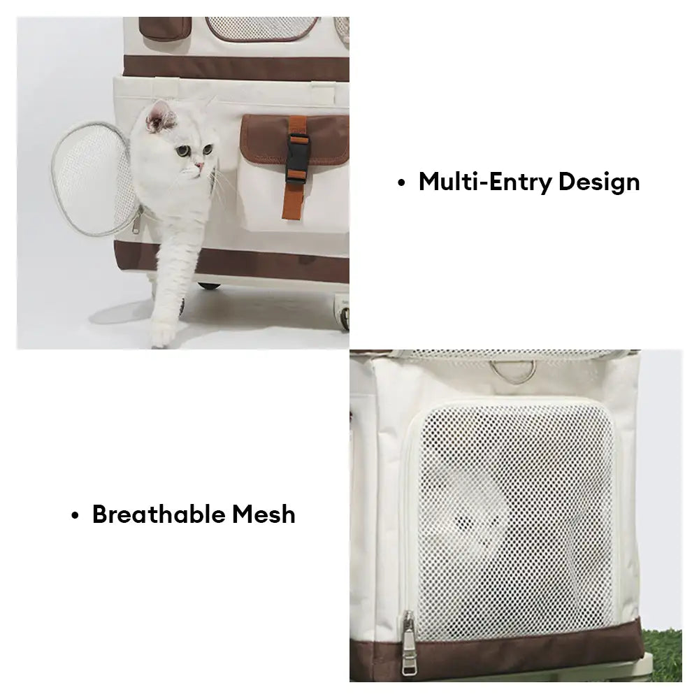 Travel Carrier Double-Layer Foldable Cat Bag with Detachable Trolley – Pet Carriers &… | Petix pet supplies for dogs and cats