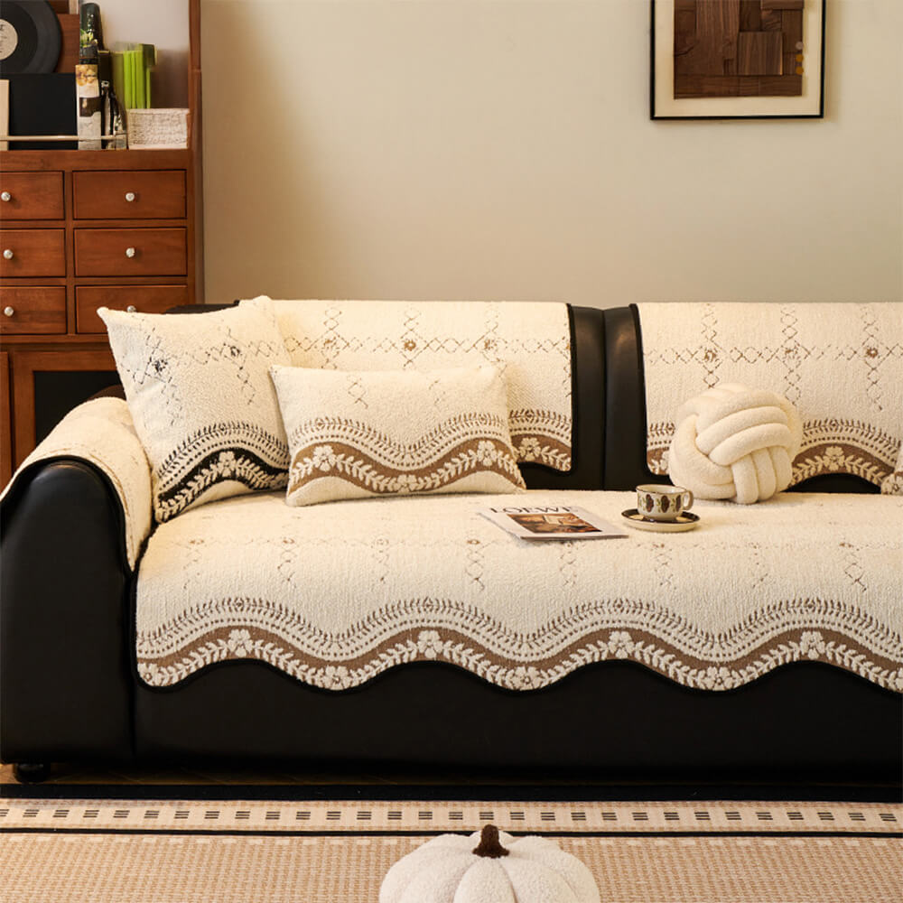 Wavy Pattern Anti-Scratch Plush Couch Cover – Couch Cover (view 5) | Petix pet supplies for dogs and cats