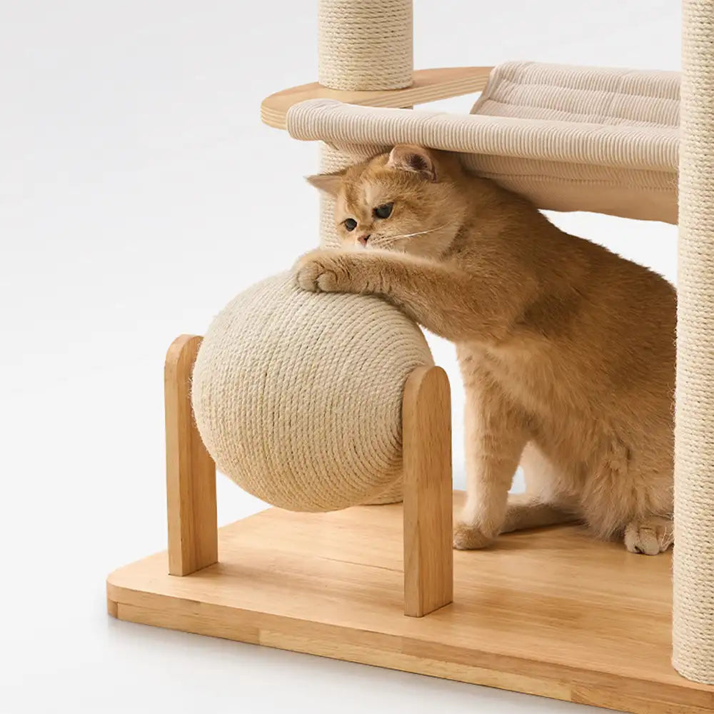Wooden Multi-Level Climbing Frame Scratching Post Cat Tree With Hammock – Cat Tree (vi… | Petix pet supplies for dogs and cats