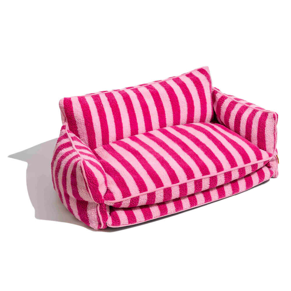 Trendy Striped Faux Lambswool Double Layer Dog & Cat Sofa Bed - Outd... detail view 29 | Petix pet supplies for dogs and cats